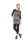 BLKWH Geo print 3/4 sleeve panel dress