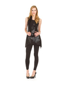 BLACK Place print angle hem w texture infinity scarf