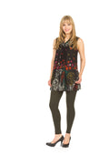 BLACK Owl print cowl neck sleeveless dress
