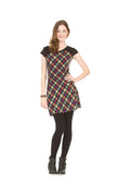 PURPL Plaid dress with zipper pockets 3/4 sleeve