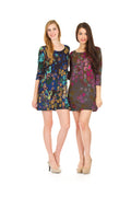 GREY Watercolor floral scoop neck 3/4 sleeve dress