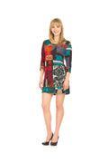 MULTI Multi patch print 3/4 sleeve dress
