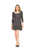 GRAYB Textured geo fit n flare 3/4 sleeve dress