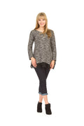 BLACK Textured long sleeve tunic with layered hem