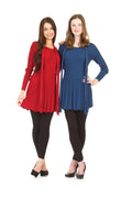 BLUE Ribbed sweater dress with scarf