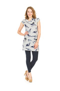 GREY Bird print drape collar dress
