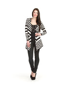 BLACK Stripped drape cardigan