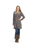 NAVY Boucle sweater coat with collar