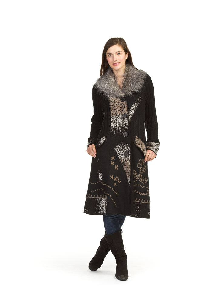 RED Thread applique patch fur collar sweater coat