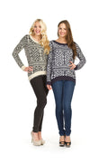 CREAM Global print hi low hem furry sweater