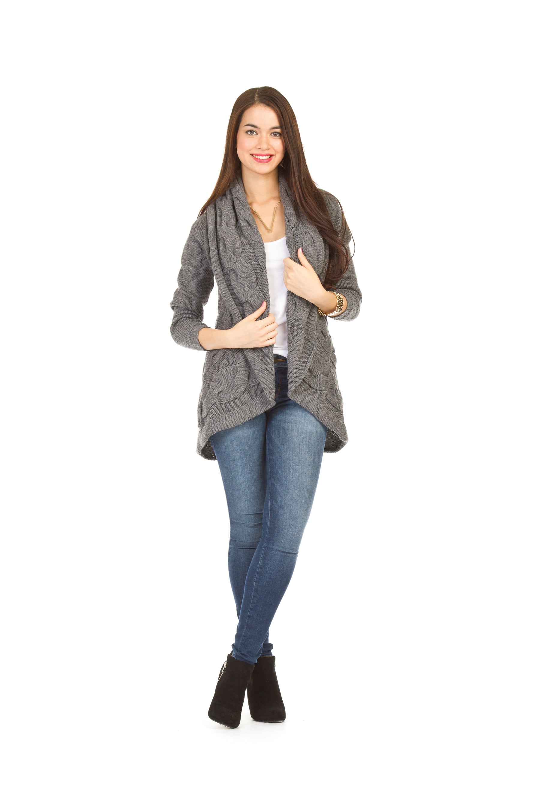 RED Cable Knit Cocoon Cardigan