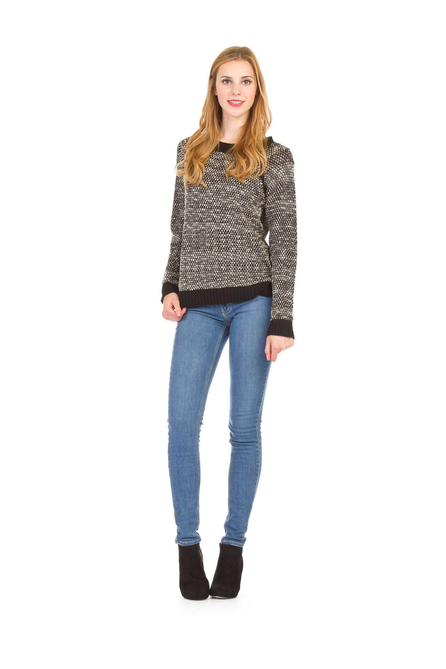 BLACK Heathered Knit Raglan Sweater