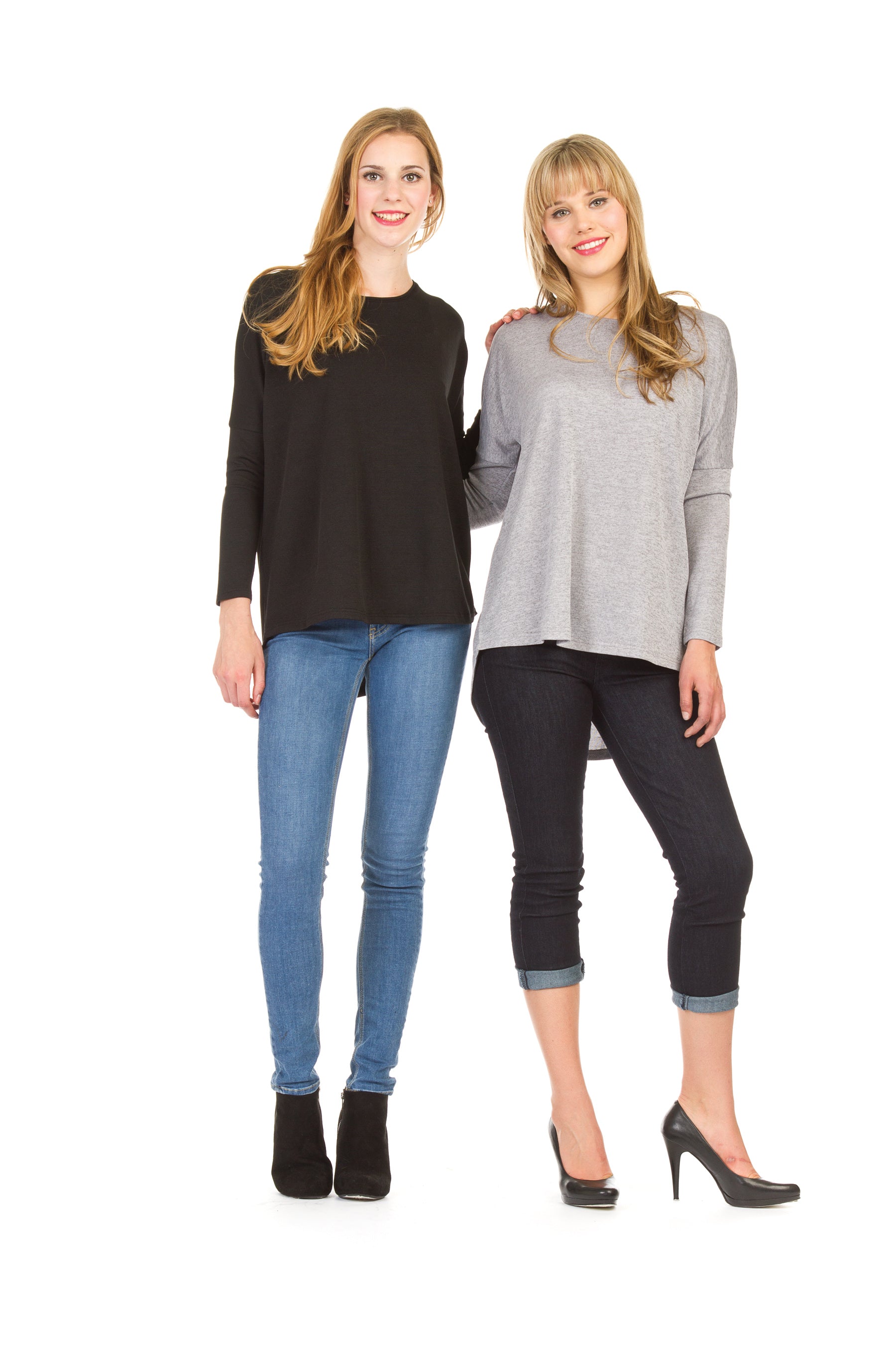 GREY Extended long sleeve hi low light knit tunic