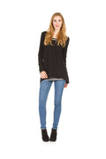 BLKWH 2 Piece stripe underelay peep back tunic