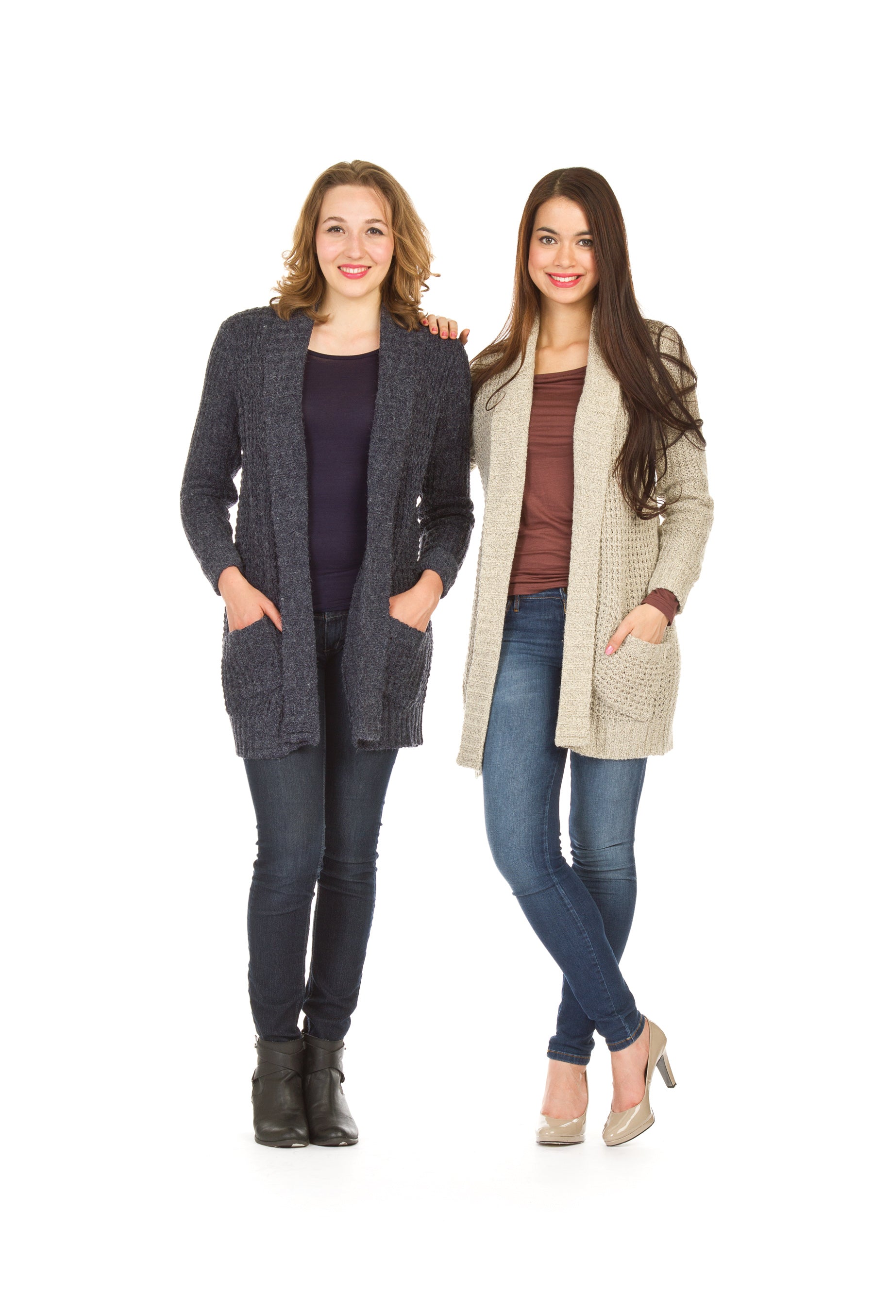 NAVY Open long cardigan with pockets