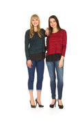 RED Heathered sweater with georgette underlayer
