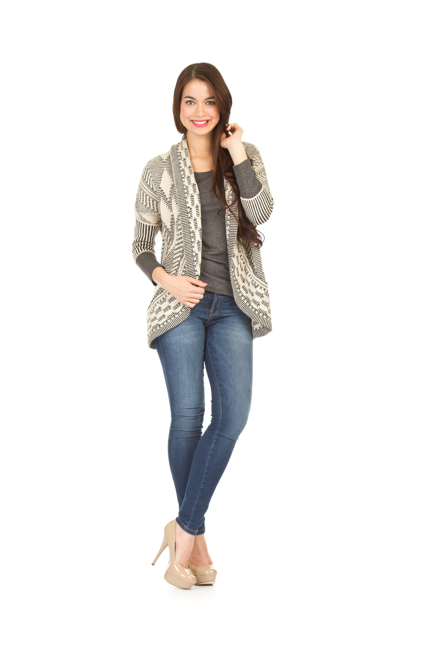 CREAM Boho design cocoon with extended dolman sleeve