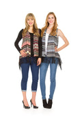 BURGN Fairisle open vest with fringe