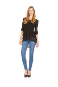 GREY Lace hem sweater with open weave knit back